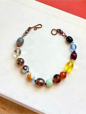 Handmade Y2K Multicolor Glass Bead Bracelet